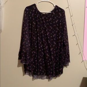 Flower print long shirt